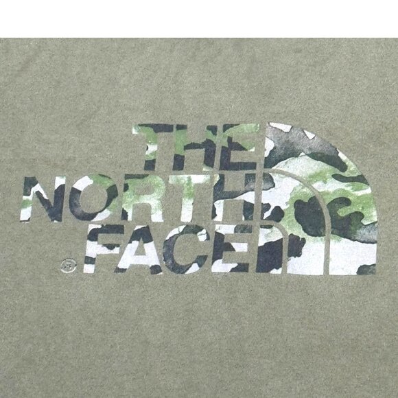 The North Face Olive Green Camo Logo Graphic Tee Shirt Short Sleeve Mens M READ - Picture 2 of 5